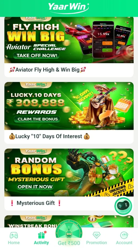 YaarWin activity screen educational example