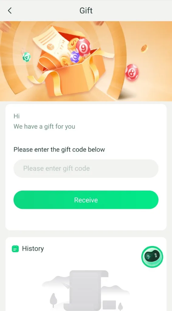 YaarWin gift code screen educational example